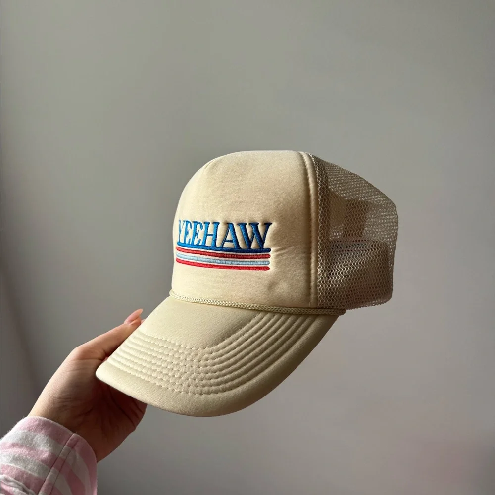 Yeehaw Embroidered Cream Trucker Hat